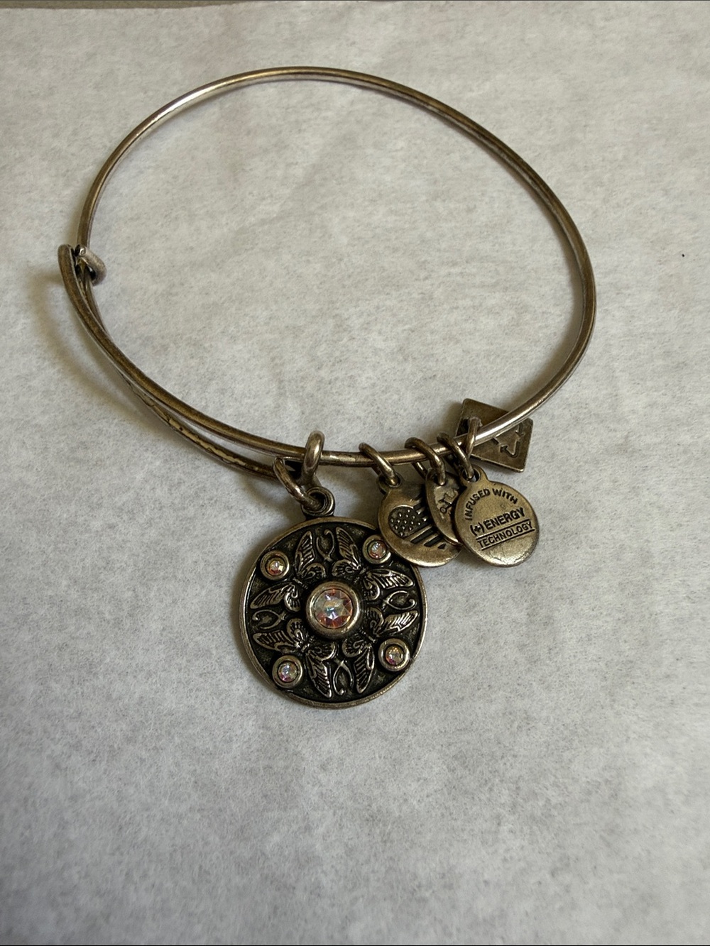 **2/$15 Alex and Ani Wings of Change Butterfly Crystal Charm Bracelet-Silver